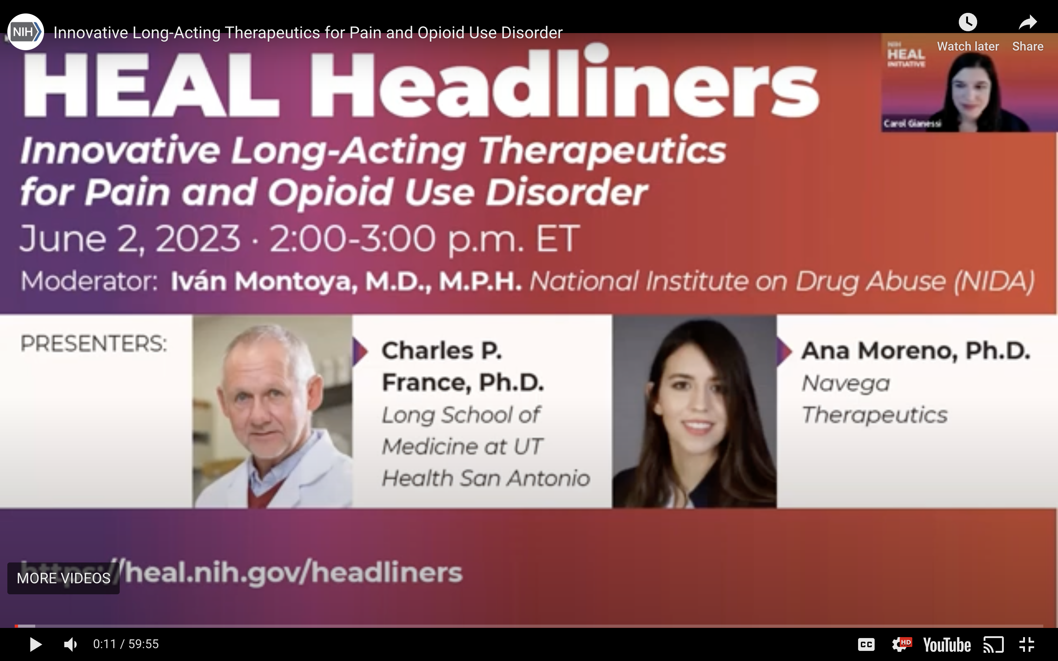 HEAL Headliners: Innovative Long-Acting Therapeutics for Pain and Opioid Use Disorder Recording Available